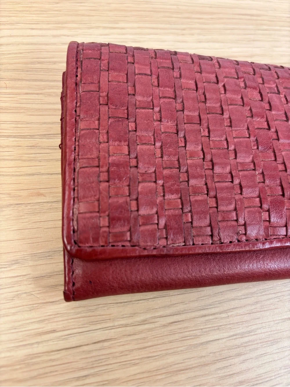 Vilenca‎ Holland Rich Red Basket Woven Leather Wallet “Vintage Leather” Collect.